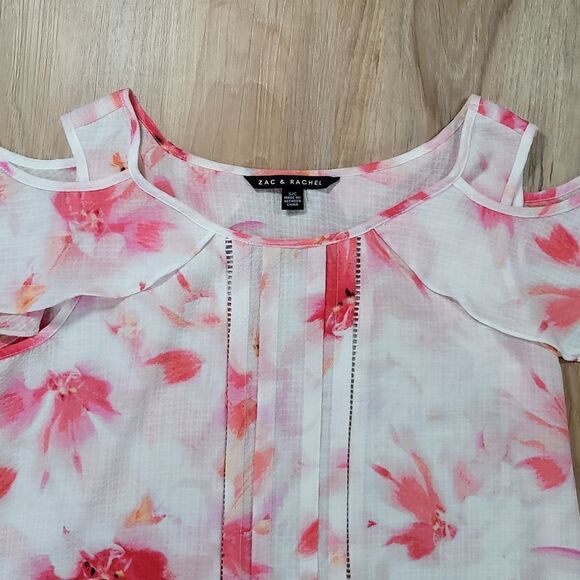 🧚‍♂️Zac & Rachel Cream Floral Cold Shoulder Blouse Small - Picture 3 of 10